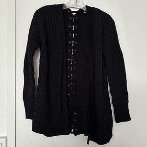 INC International Concepts Black Corset Back Cardigan, XS